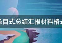条目式总结汇报材料格式(精选3篇),条目式格式范本（什么是条目形式总结）